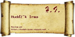 Hudák Irma névjegykártya